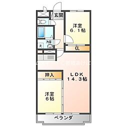 NH菰口 2LDKの間取図画像
