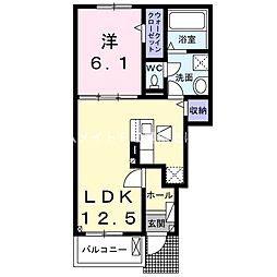 フリージアB 1LDKの間取図画像