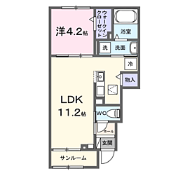 ミーティア 1LDKの間取図画像