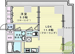 ノルデンタワー新大阪アネックスA棟 1LDKの間取図画像