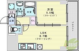 サンレムート新大阪east2 1DKの間取図画像