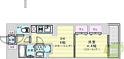 セントロイヤルクラブ新大阪 1DKの間取図画像