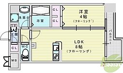 アーバネックス新大阪 1LDKの間取図画像