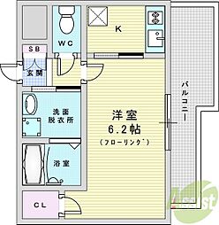 プレサンス東三国エンブレイス 1Kの間取図画像