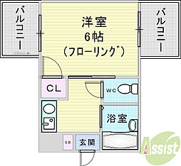 クレイン新大阪 1Kの間取図画像