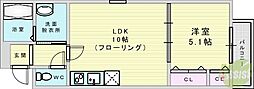 フジパレス豊里3番館 1LDKの間取図画像
