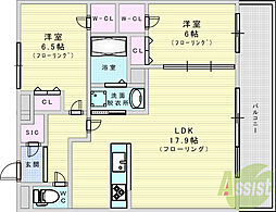 グランルクレ新大阪 2LDKの間取図画像