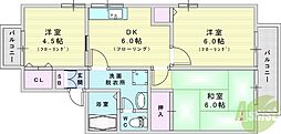セジュール大桐B 3DKの間取図画像