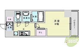 フェニックス新大阪 1Kの間取図画像