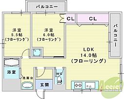 リッシュヴィラージュ 2LDKの間取図画像