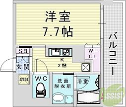 エナブル塚本2 1Kの間取図画像