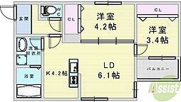 ピノコII 2LDKの間取図画像