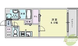 スプランディッド新大阪DUE 1Kの間取図画像