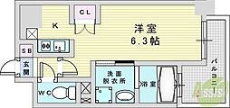 メロディア塚本 1Kの間取図画像