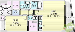 ヨドガワウエストタワー 1LDKの間取図画像
