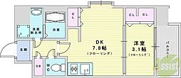 スプランディッド十三本町 1DKの間取図画像