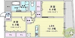 ヨドガワウエストタワー 2LDKの間取図画像