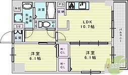 プログレッセ新大阪 2LDKの間取図画像