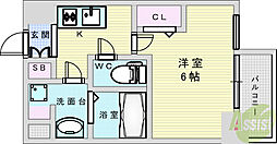 エスリード新大阪グランファースト 1Kの間取図画像