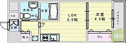 LaCASA新北野 1LDKの間取図画像