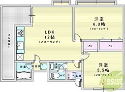 メゾン豊新 2LDKの間取図画像