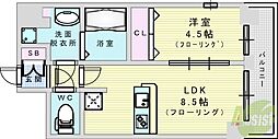 プレサンス新大阪ザ・シティ 1LDKの間取図画像