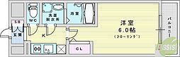 エスリード大阪デュアルゲート 1Kの間取図画像