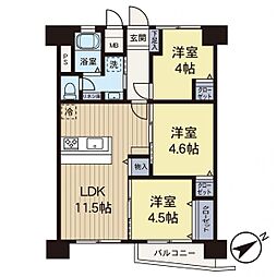 東急ドエル江田ビレジA棟 3LDKの間取図画像