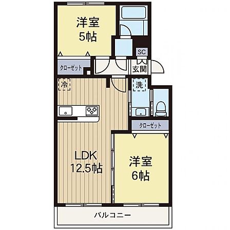 【間取り図】 時当たり良好な間取りです。