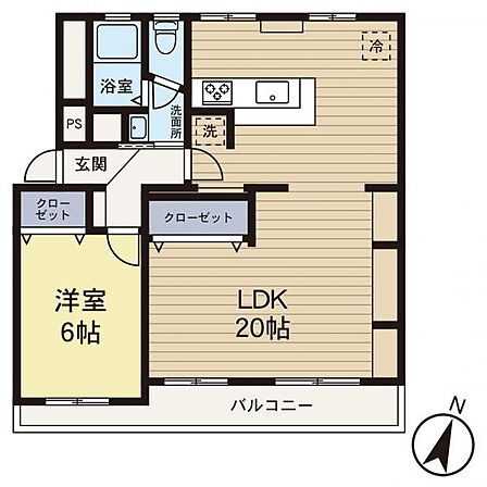 【間取り図】LDK20畳、陽当たりの良い南向きです!