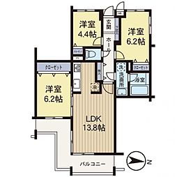 サンヴェール長津田 3LDKの間取図画像
