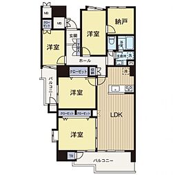 若葉台団地4-14号棟 4SLDKの間取図画像