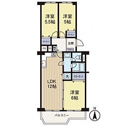 ドルフ青葉台1号棟 3LDKの間取図画像