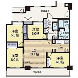 コスモ横濱ガーデン山 4LDKの間取図画像