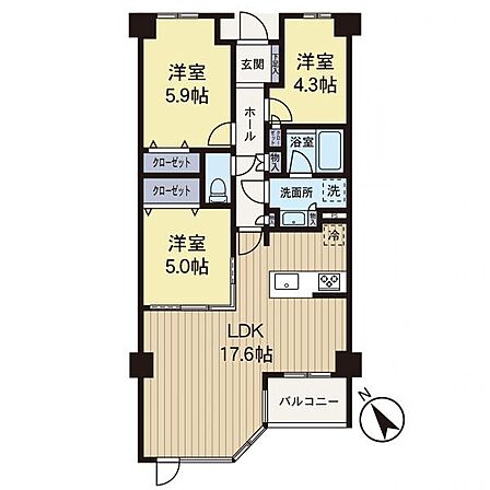 【間取図】時間のゆとりと空間、爽やかな陽光がもたらす光と風を贅沢なまでに感じる暮らしがここに始まります。