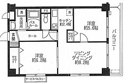 フォレストマンション蒔田 2LDKの間取図画像