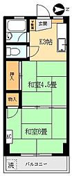 江北マンション 2Kの間取図画像
