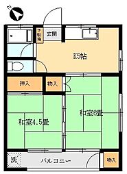 小松原グリーンハイツ 2Kの間取図画像