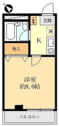 バニーズビル 1Kの間取図画像