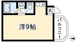 ヴァンベール植田 4階ワンルームの間取り