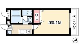 サンモール原 2階1Kの間取り