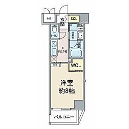 ユニレジデンス瑞穂運動場東 3階1Kの間取り