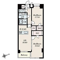 S-RESIDENCE神沢afford 2LDKの間取図画像