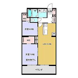 レジデンス　グリシナ 4階2LDKの間取り