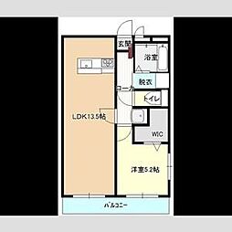 清風マンション 2階1LDKの間取り