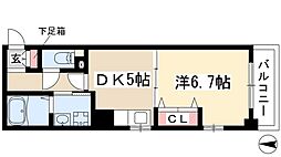 メゾン・ド・ヴェール 5階1DKの間取り