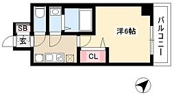 アステリ鶴舞テーセラ 14階1Kの間取り