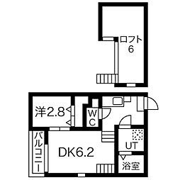 リエット 2階2Kの間取り