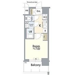 エスプレイス名古屋神宮 1Kの間取図画像