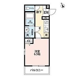 フルール野並 1Kの間取図画像